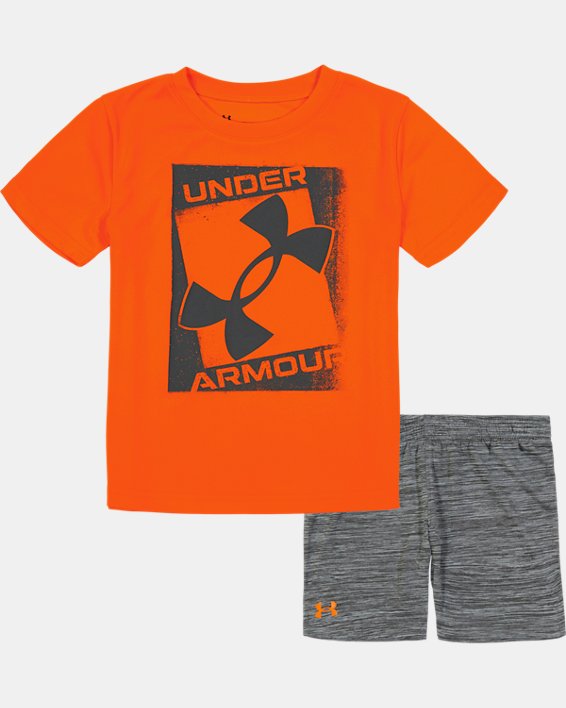 Boys' Pre-School UA Stamp Big Logo Shorts Set, Orange, pdpMainDesktop image number 0